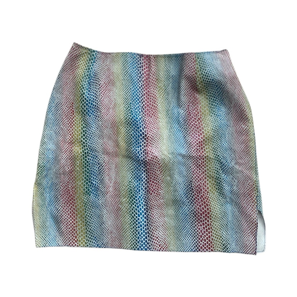 Vintage Danier Rainbow Snakeskin Leather Mini Skirt